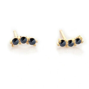 La Kaiser 14kt Gold Black Diamond Curve Studs